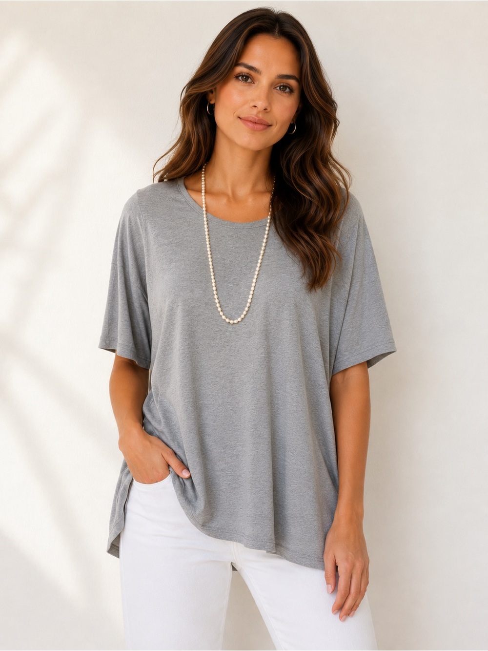 Day & Night Tee Shirt Gray Oversized Size M/L